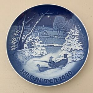 Vintage 1970 Bing & Grøndahl Christmas Plate — “Winter Pheasants” — No Box
